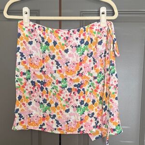 LuLus Floral Wrap Skirt